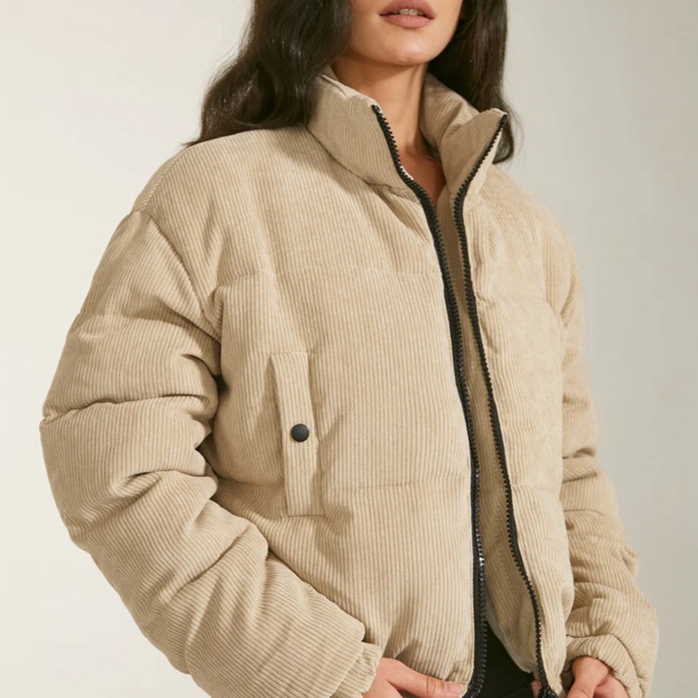 Cropped Funnel Neck Puffer Jacket